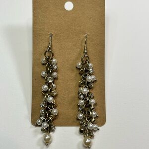 gold and pearl dangle earrings!